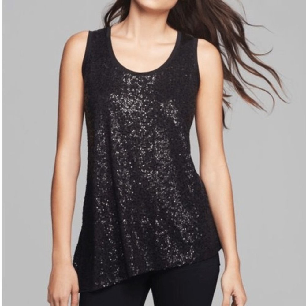 Eileen Fisher silk sequin long slim tank
